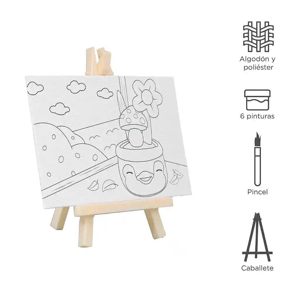 Miniso Kit de Pintura Mini Con Colores y Pincel de Hongo