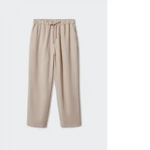 Pantalón Fluido Beige Talla XS Mujer Mango