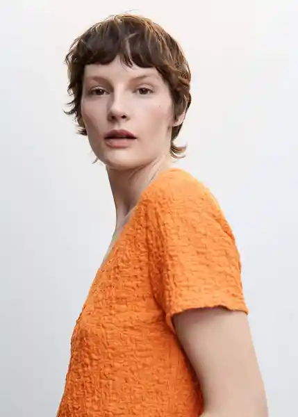 Camiseta Fidela Naranja Talla 18 Mujer Mango