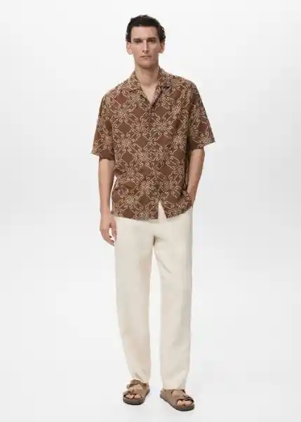 Camisa Saona Tabaco Talla M Hombre Mango