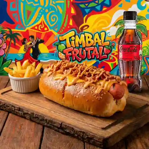 Combo perro salchichero + papas + coca