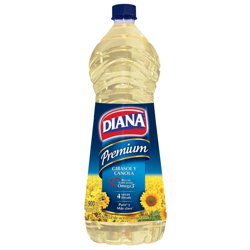 Diana Aceite Premium Girasol y Canola Mezcla Vegetales 900 ml