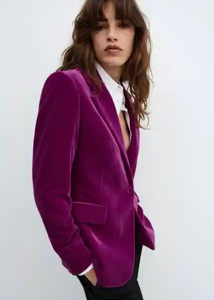 Blazer Americana Combi Morado Talla 24 Mujer Mango