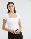 Essential Squareneck Top Blanco Talla Xs Mujer Chevignon