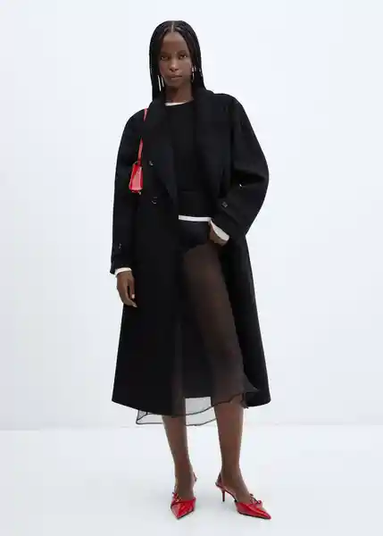 Abrigo Gauguin Negro Talla 18 Mujer Mango