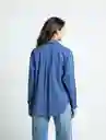 Camisa Mujer Azul Marruecos Oscuro Anine Talla L 411F324 Naf Naf
