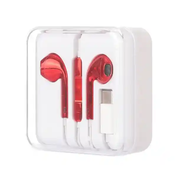 Audífonos Cable Tipo C Mod 2301 Rojo Metálico Miniso