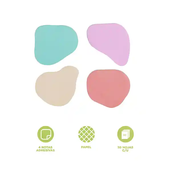 Set de Notas Adhesivas Formas Irregulares 4 x 30 Hojas Miniso