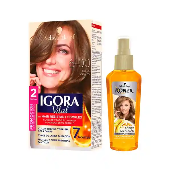 Igora Tinte Vital Permanente Tono 6.0 + Aceite Konzil