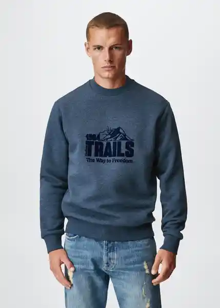 Sudadera Trails Azul Talla L Hombre Mango