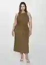 Vestido Bacalar Khaki Talla 28 Mujer Mango