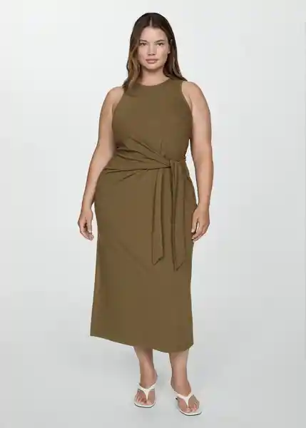 Vestido Bacalar Khaki Talla 28 Mujer Mango