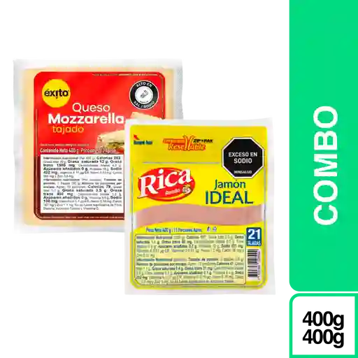 Combo exito Queso Mozzarella Ta + Rica Rondo Jamon Ideal 96