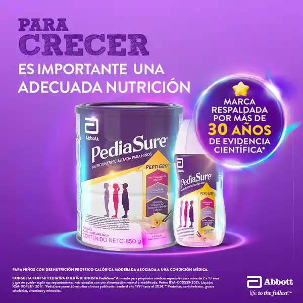 Complemento Nutricional Pediasure Peptigro Vainilla x 6 Und