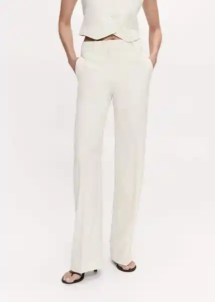 Pantalón Smoking Offwhite Talla 42 Mujer Mango