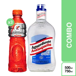 Combo Gatorade 500 mL x 3 Und + Antioqueño Sin Azúcar 750 mL