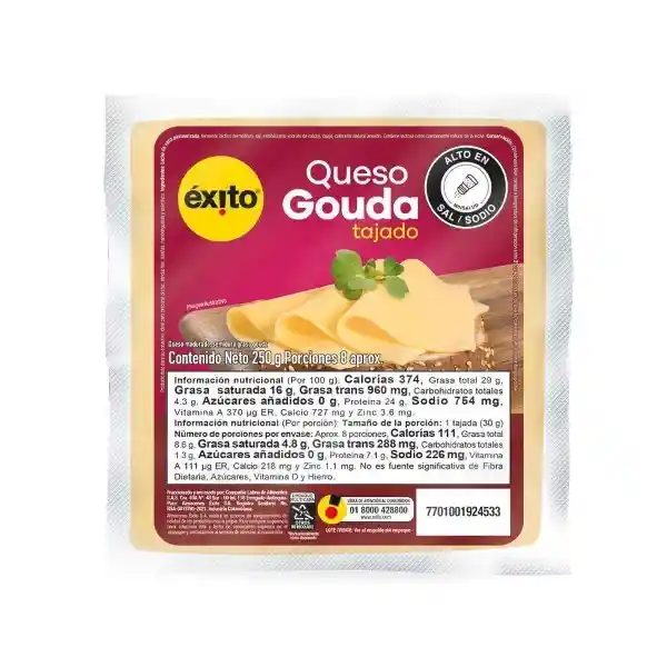  Queso Gouda Tajado Exito 