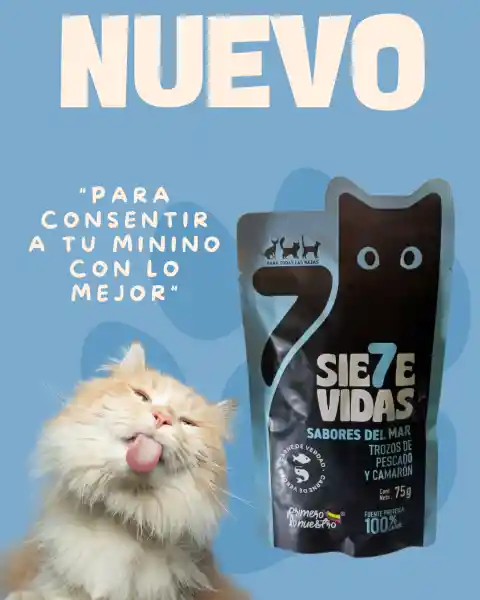 7 Vidas Alimento Gato Trozos Sabores Pescado y Camarón