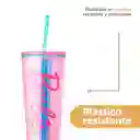 Vaso Plástico Doble Pared Con Pitillo Serie Barbie 775 mL Miniso