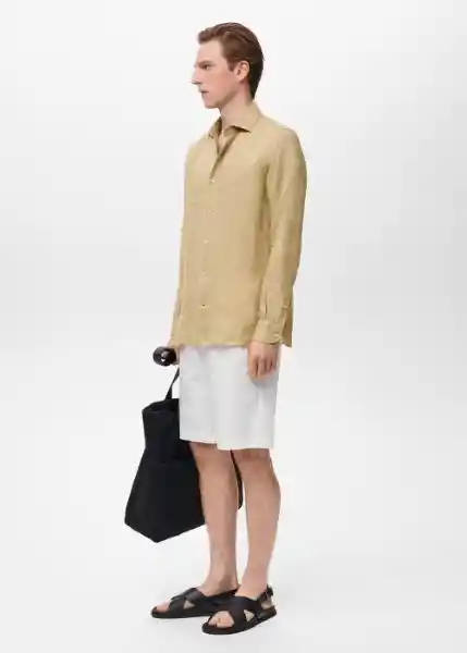 Camisa Tucan Beige Talla XS Hombre Mango