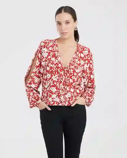 Camiseta Duotone Flower Blouse Rojo Granate Oscuro XS Chevignon