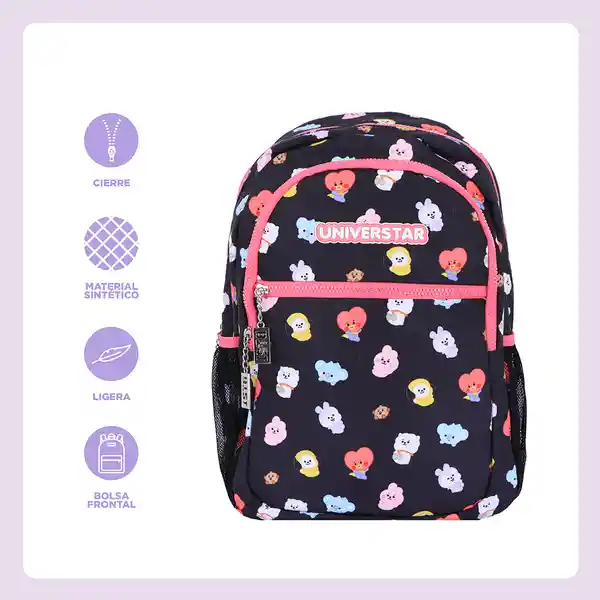 Maleta Estampada Serie Bt21 Baby Rosa Negro Miniso