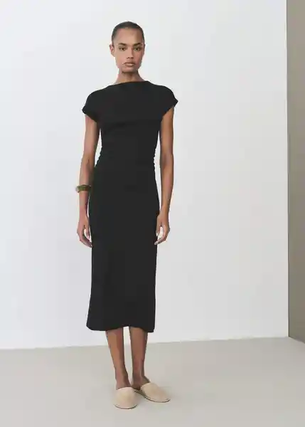 Vestido Carrot Negro Talla L Mujer Mango