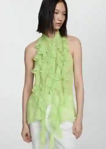 Blusa Camelia Verde Talla M Mujer Mango