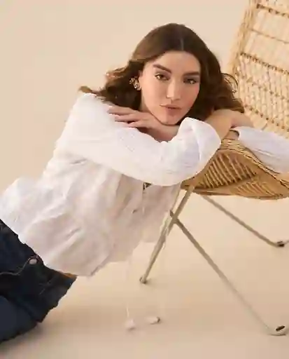 Camisa Beige Natural Medio Talla S 611G020 Esprit