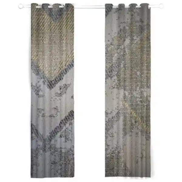 Cotidiana Kit Cortina Ojalete Tela Lurex Taupe Medidas 140 x 220