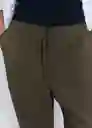 Pantalón Fluido Khaki Talla L Mujer Mango