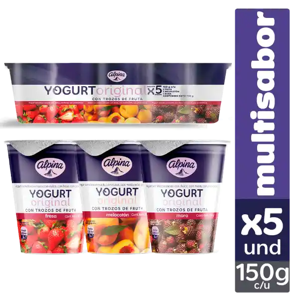Alpina Yogurt Original con Trozos de Fruta Sabores Surtidos