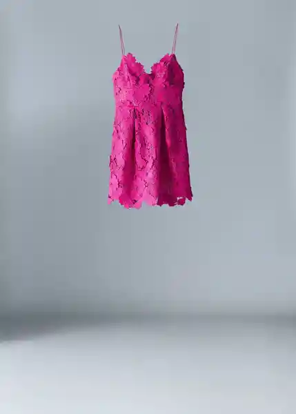 Vestido Guipur3D Fucsia Talla L Mujer Mango