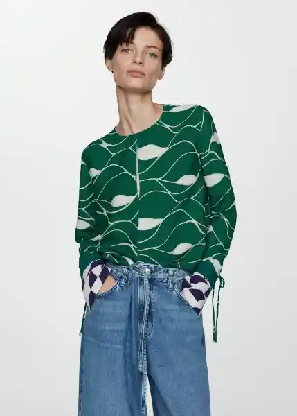 Blusa Larson Verde Talla L Mujer Mango