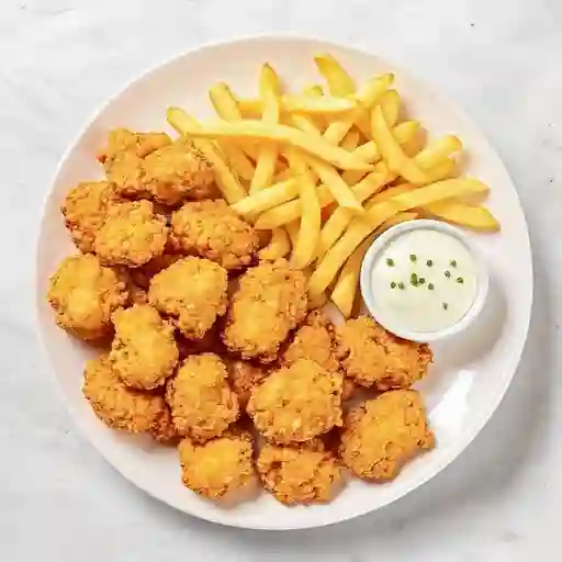 Popcorn chicken pequeno con bebida