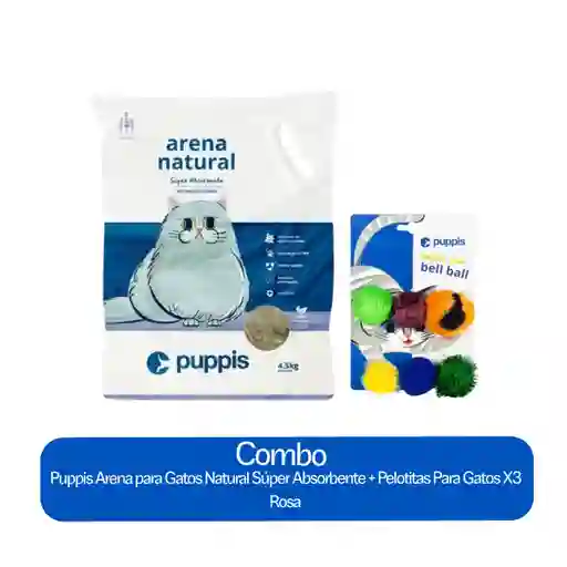 Combo Puppis Arena Natural Súper Absorbente + Pelotitas 3 Und