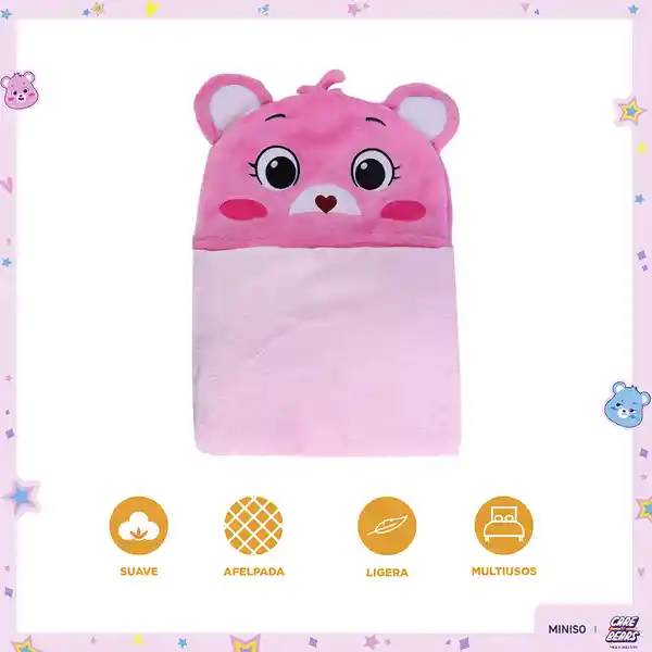 Manta Con Capucha Colección Care Bears Rosa Miniso