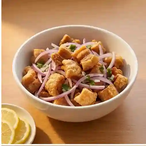 Ceviche de chicharrón al barril.