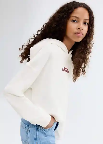 Buzo Sudadera Fun Offwhite Talla 10 Niña Mango