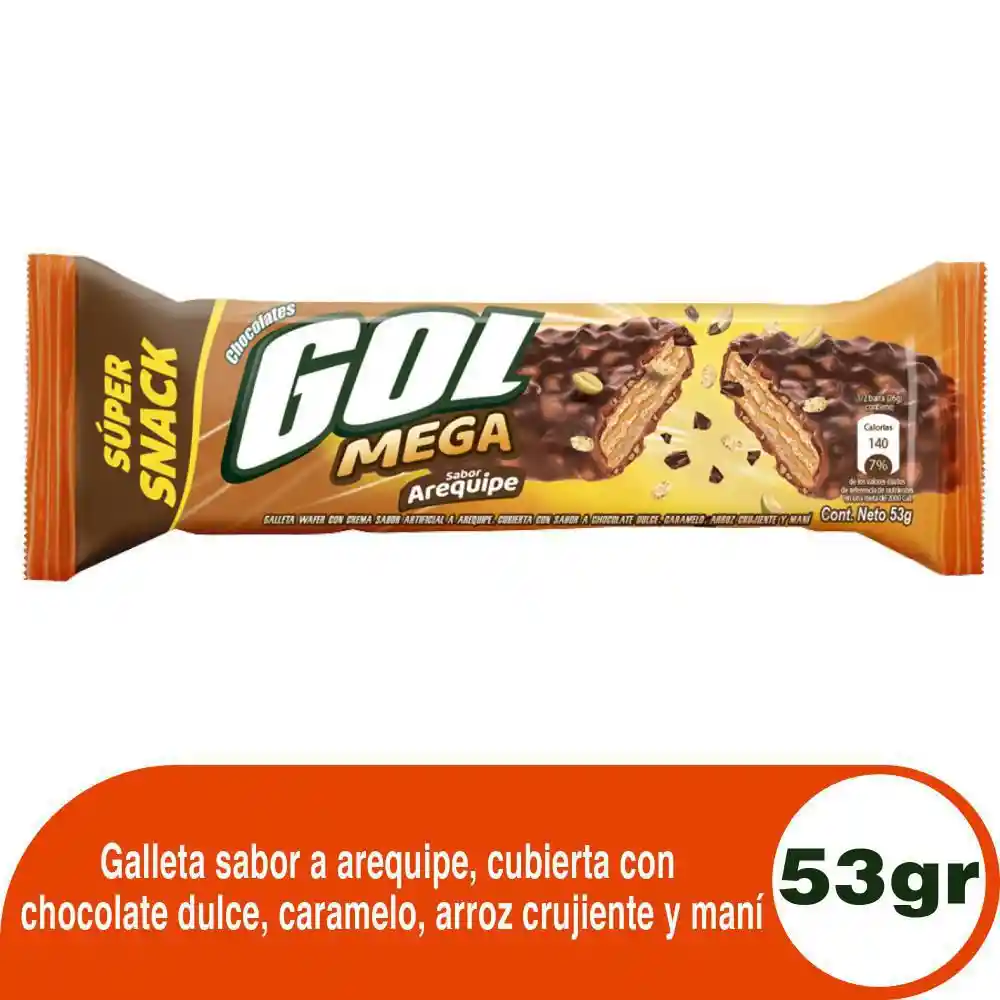 Gol Mega Galleta Sabor a Arequipe Cubierta de Chocolate