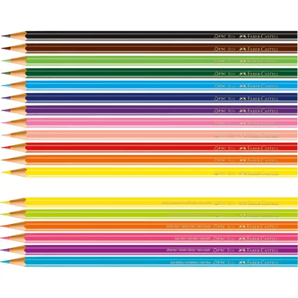 Colores Faber Castell X 12 + 6 Neon