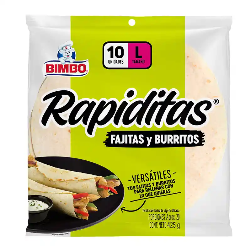 Tortillas Bimbo Rapiditas Fajitas 10p 425g