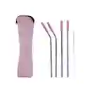 Pitillo de Acero Inoxidable Con Silicona Serie Rosa Miniso