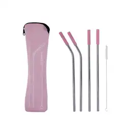 Pitillo de Acero Inoxidable Con Silicona Serie Rosa Miniso