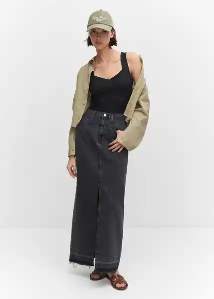 Top Rayo Negro Talla M Mujer Mango
