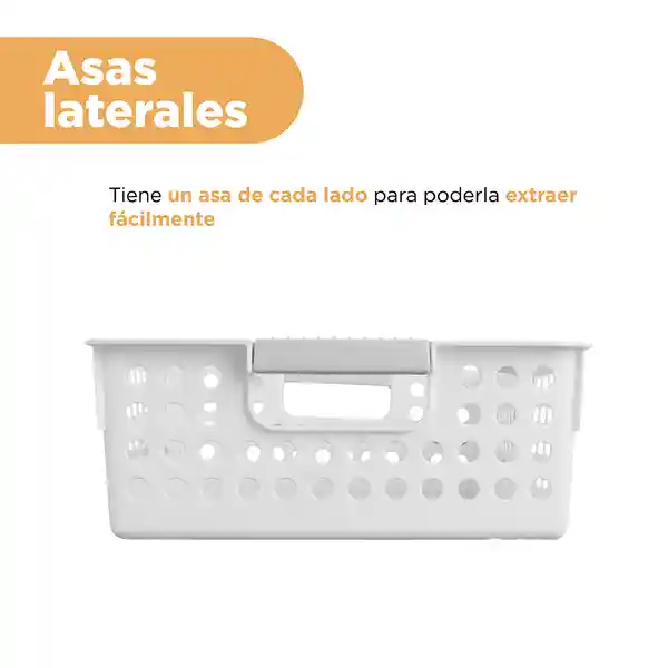 Organizador Plástico Con Asa Versión Corta Blanco L Miniso