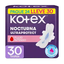 Toallas Higiénicas Kotex Nocturna Ultraprotect Lleve 30 Und