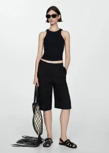 Top Boni Negro Talla L Mujer Mango