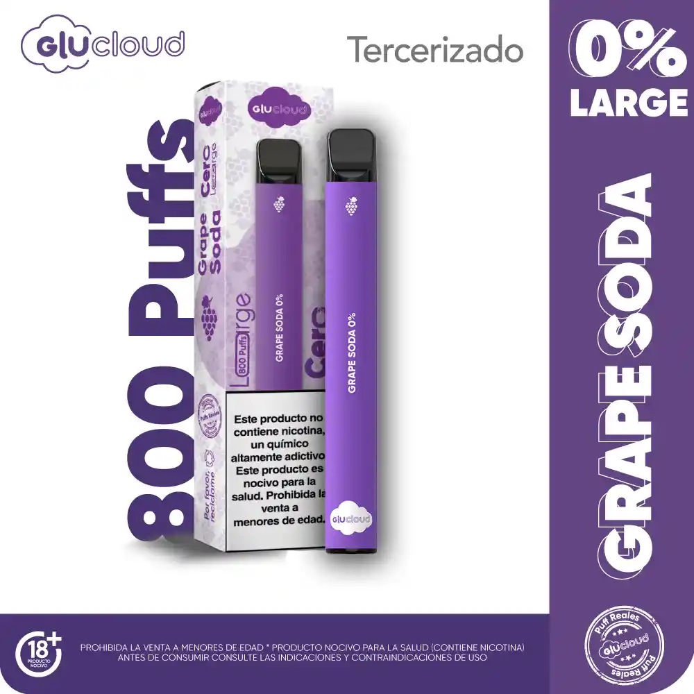 Glucloud Vape Grape Soda 0% Nic Large / 800 Puff