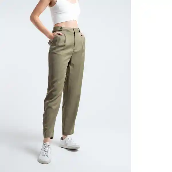  Pantalon Dan Mujer Cafe Piedra Medio Talla 6 Naf-Naf 